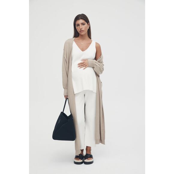 Legoe Heritage Maternity Knit Tank WMNS 1 White V-Neck Ribbed Side Zip Stretchy - Picture 4 of 10